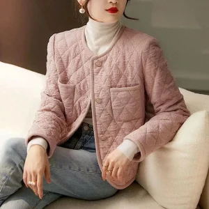 Fall/winter New Ladies Small Cotton-Padded Jacket Joker Thin Fashion Short Single-Breasted Solid Color Slim Cotton-Padded Coat
